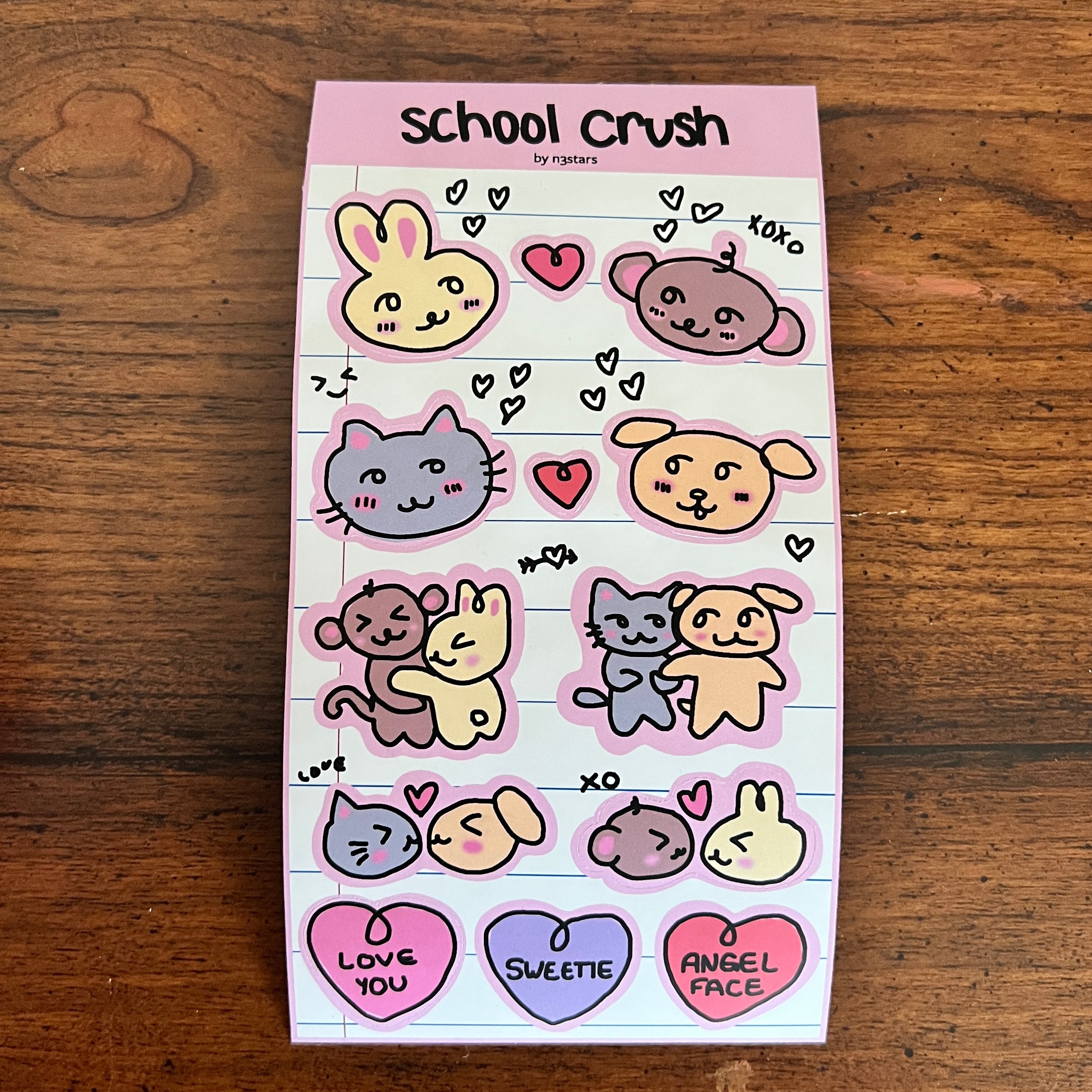 school crush sticker sheet
