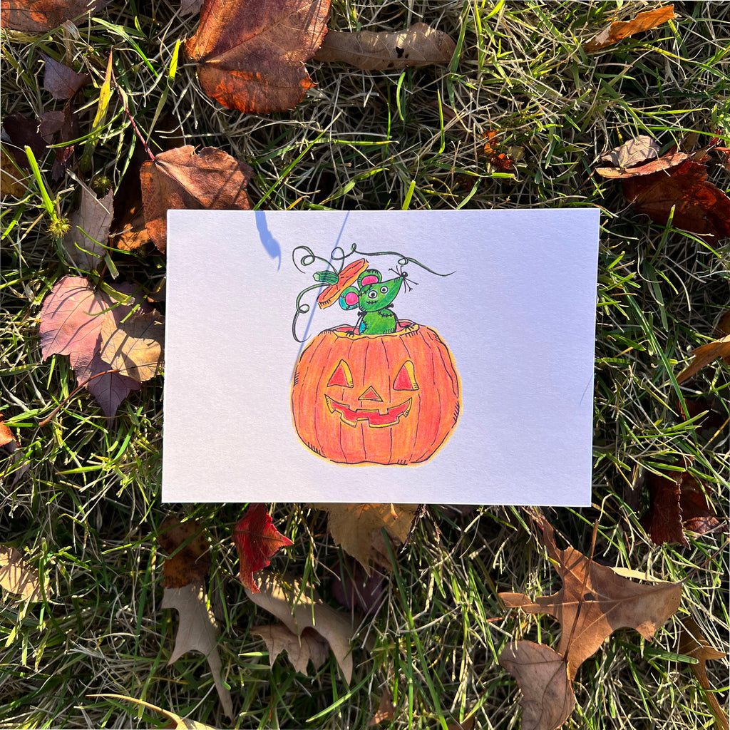 pumpkin frankenmouse postcard