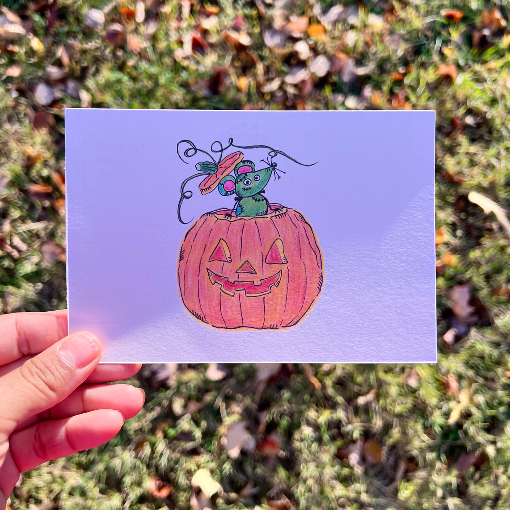 pumpkin frankenmouse postcard